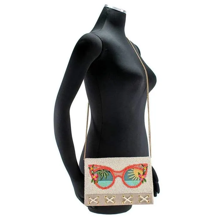 Mary Frances Summer Focus Beaded Sunglasses Crossbody Clutch Handbag