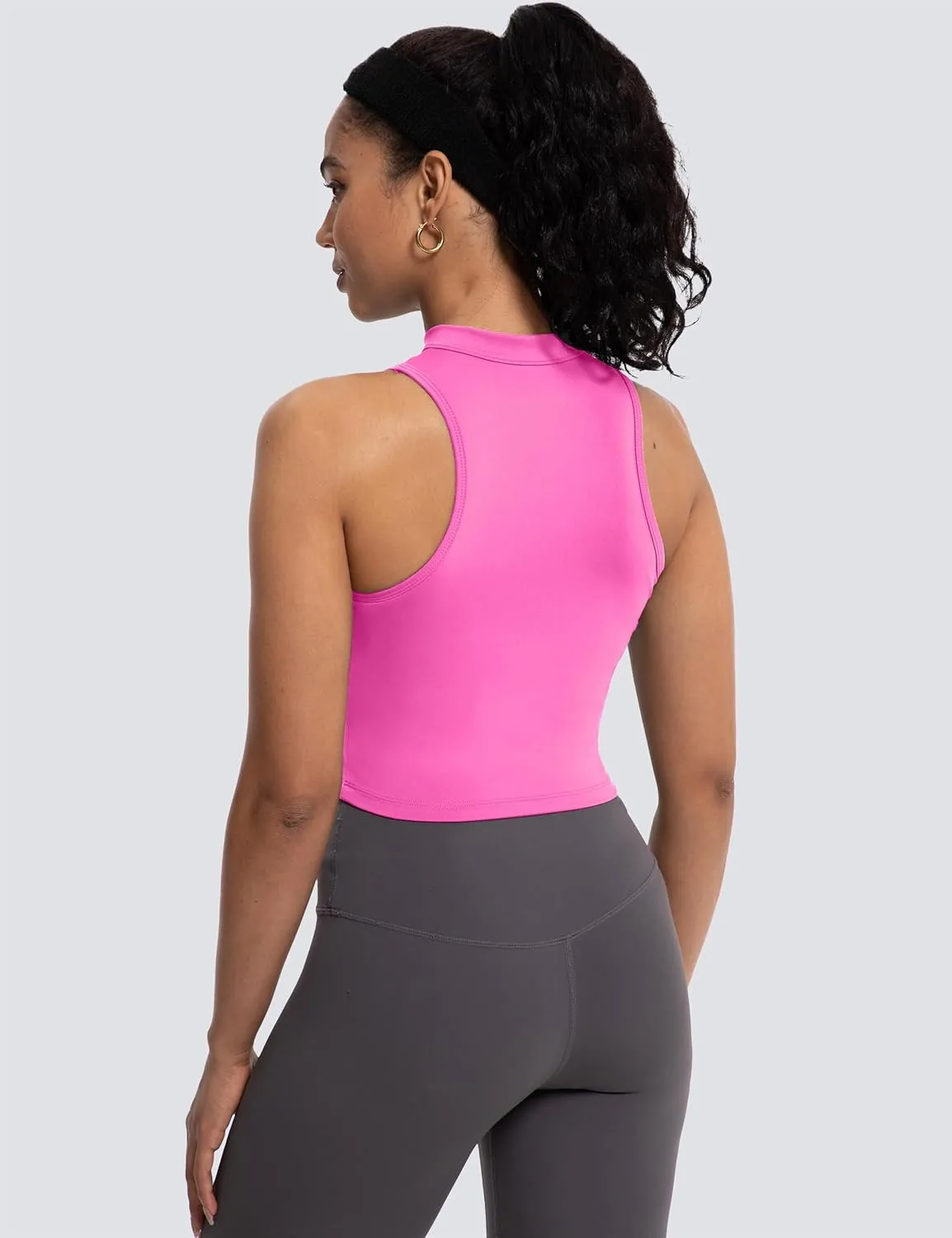 MathCat Half Zipper Workout Tank Tops for Women with Built in Bra, Racerback Workout Tops Sleeveless Crop Tops Gym Yoga Tops