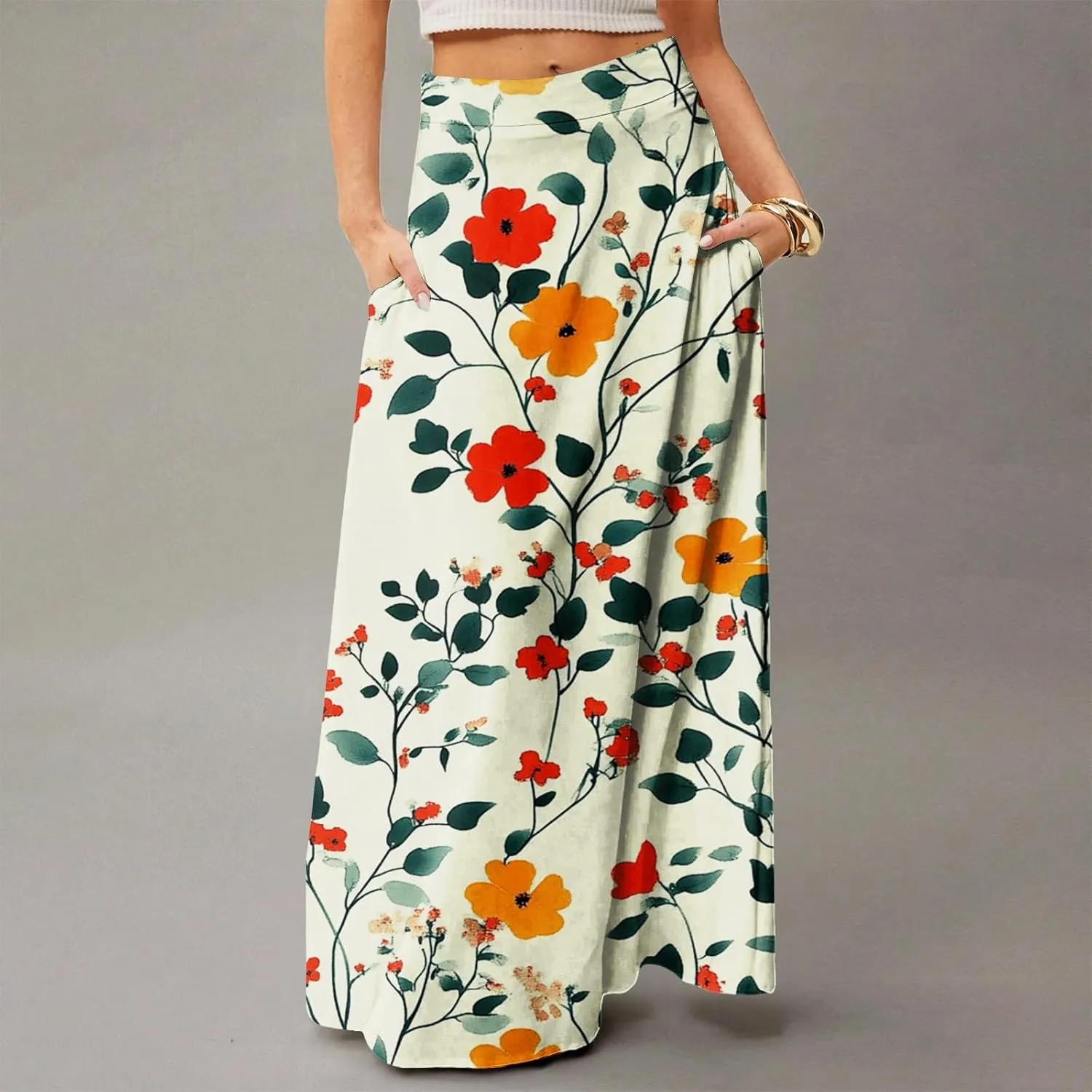 Maxi Women's Skirts, Trendy Elegantes Beach Flowy Summer Boho Womens Skirts