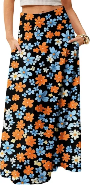 Maxi Women's Skirts, Trendy Elegantes Beach Flowy Summer Boho Womens Skirts