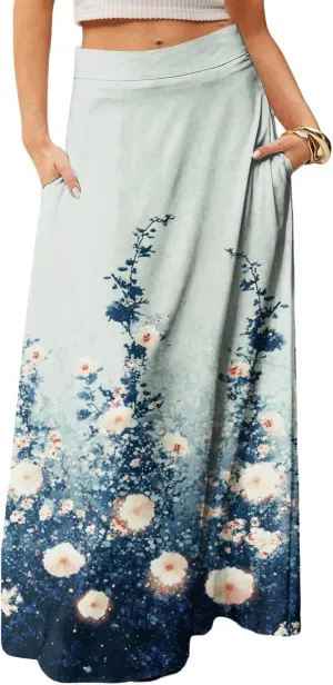 Maxi Women's Skirts, Trendy Elegantes Beach Flowy Summer Boho Womens Skirts