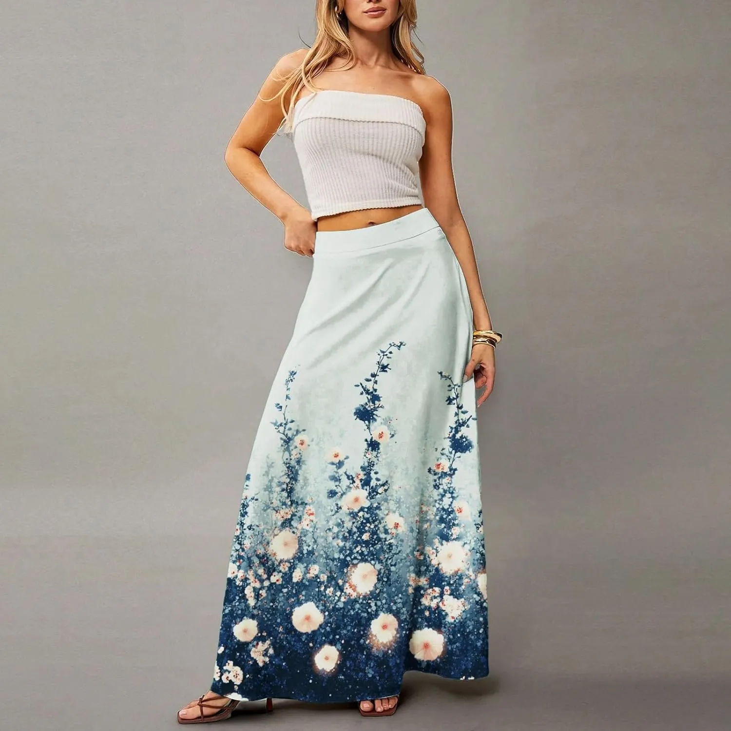 Maxi Women's Skirts, Trendy Elegantes Beach Flowy Summer Boho Womens Skirts
