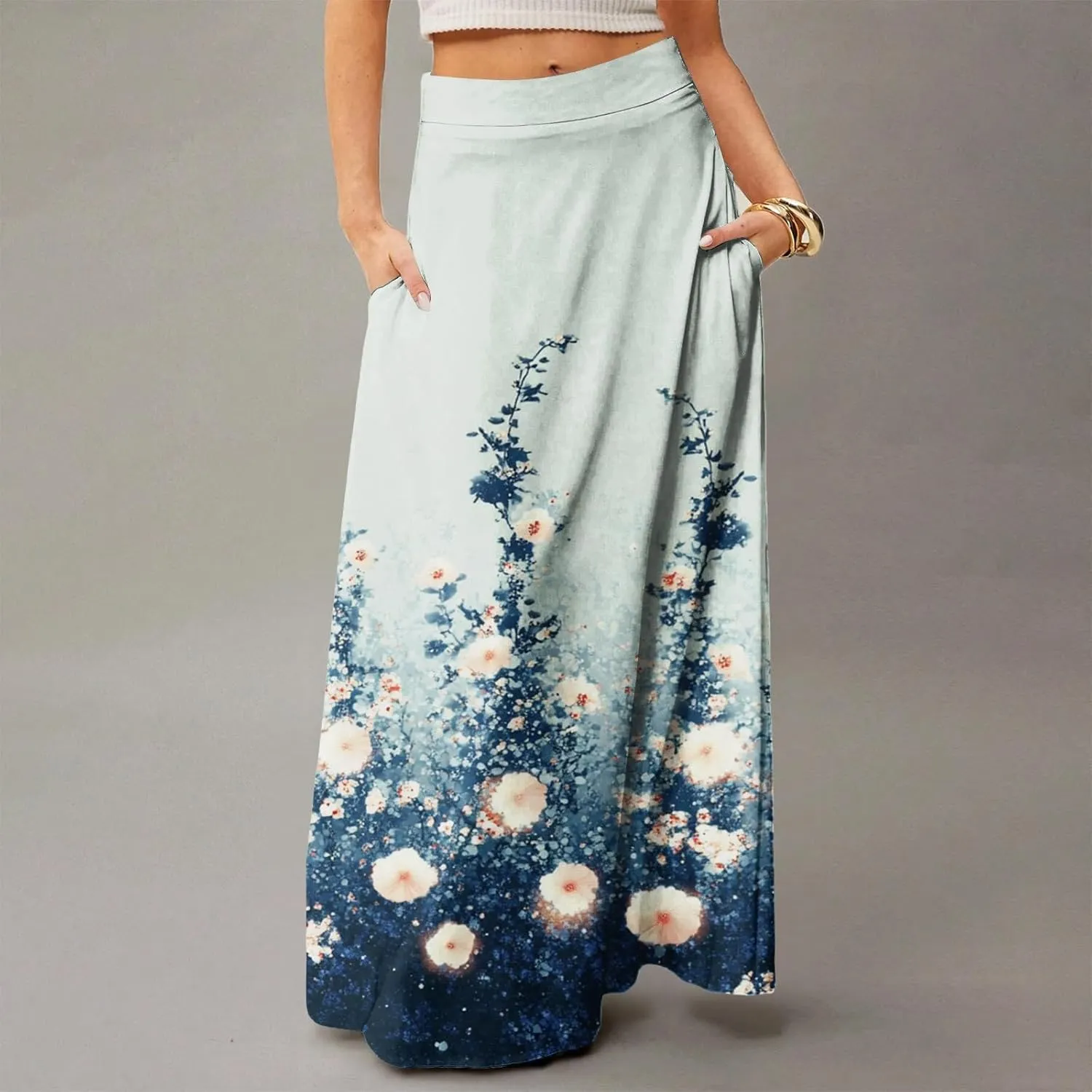 Maxi Women's Skirts, Trendy Elegantes Beach Flowy Summer Boho Womens Skirts