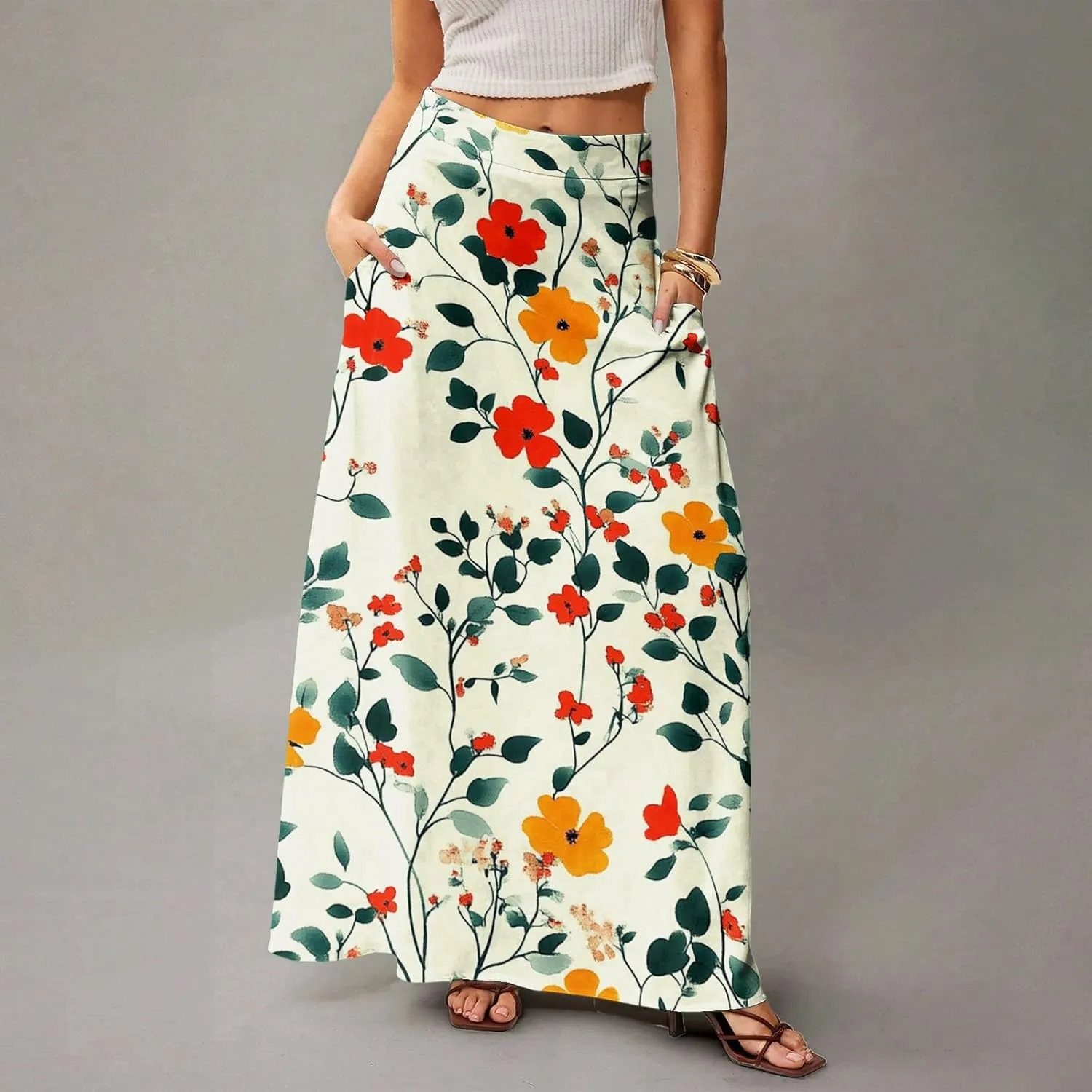 Maxi Women's Skirts, Trendy Elegantes Beach Flowy Summer Boho Womens Skirts