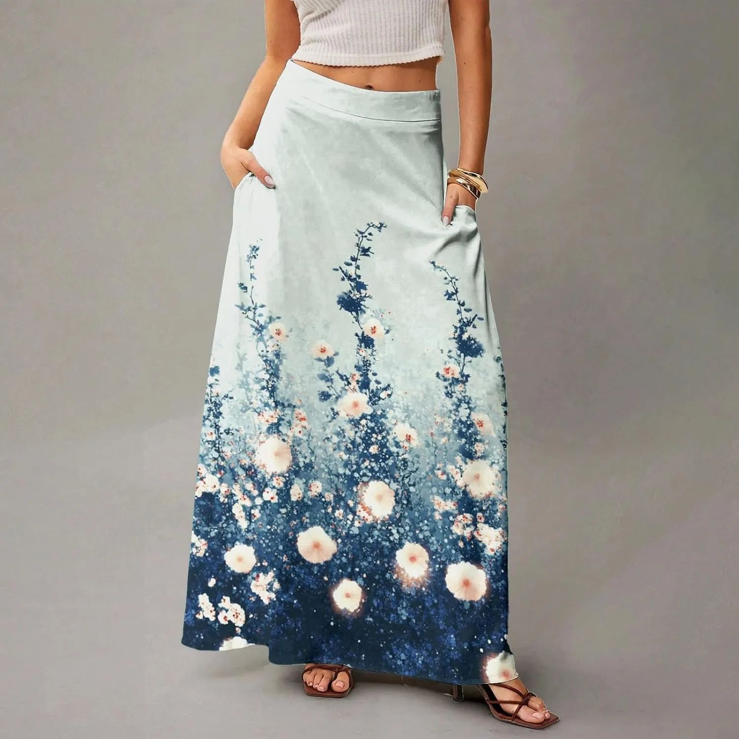 Maxi Women's Skirts, Trendy Elegantes Beach Flowy Summer Boho Womens Skirts