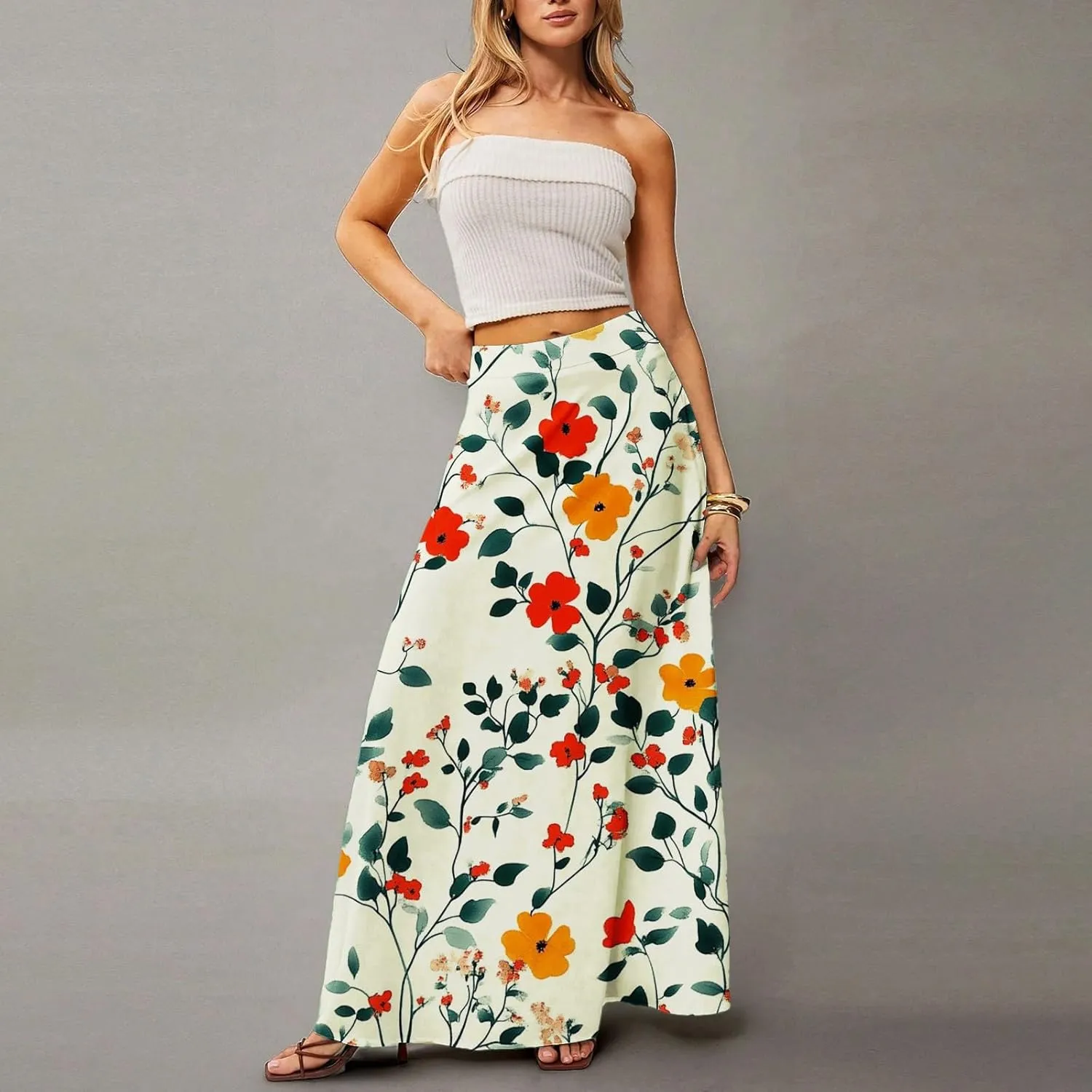 Maxi Women's Skirts, Trendy Elegantes Beach Flowy Summer Boho Womens Skirts