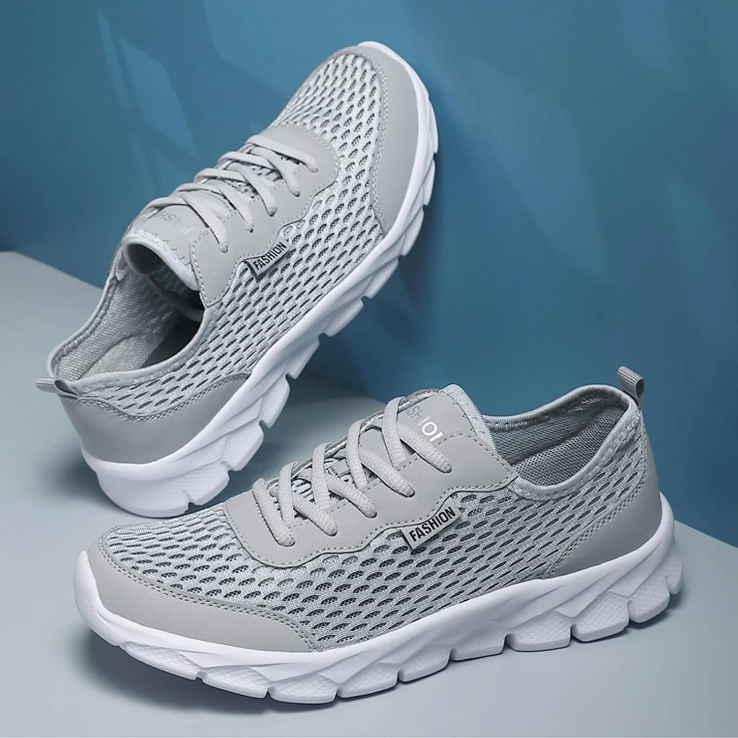 Men Lightweight Breathable Mesh Shoes Running Mesh Shoes Lace Up Casual Sneakers Mens Sneaker Slippers