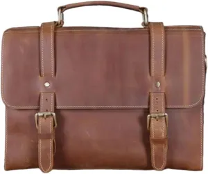 Mens Business Briefcases Genuine Leather Messenger Shoulder Bags Handbags Luggage Laptop Bags(Yellow)