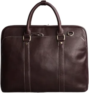 Mens Business Briefcases Handbags Laptop Bags Genuine Leather Luggage Messenger Shoulder Bags(Brown)