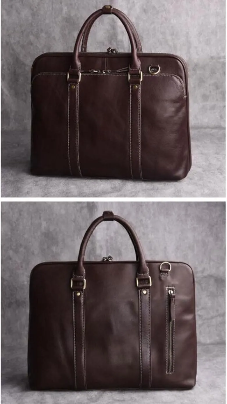 Mens Business Briefcases Handbags Laptop Bags Genuine Leather Luggage Messenger Shoulder Bags(Brown)