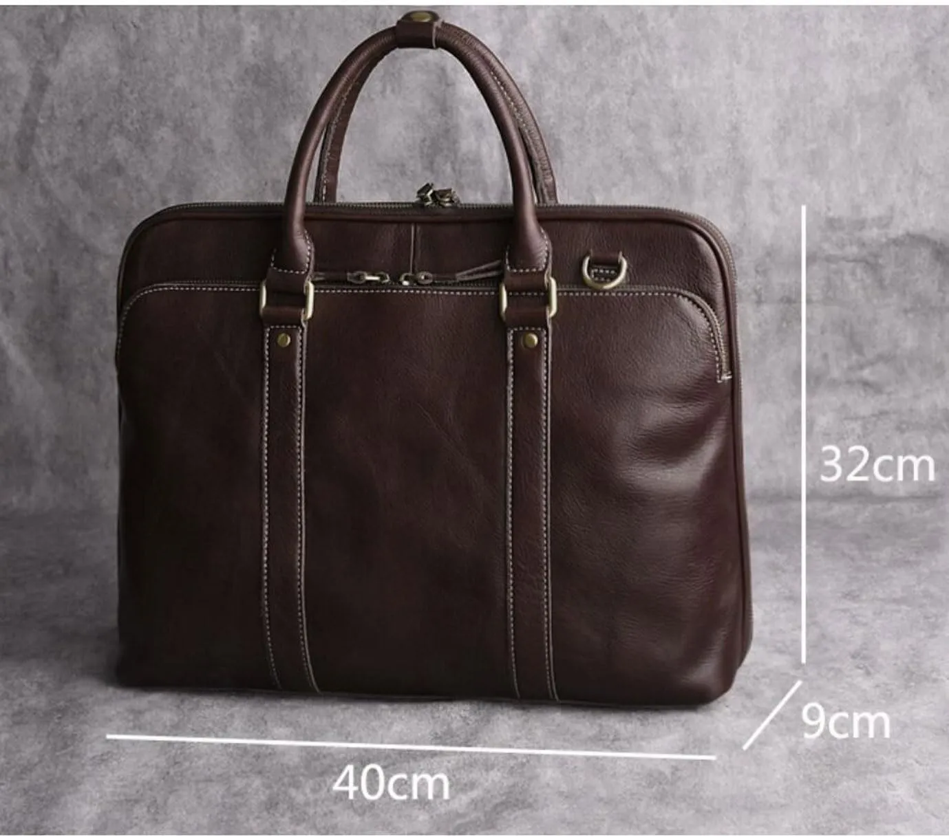 Mens Business Briefcases Handbags Laptop Bags Genuine Leather Luggage Messenger Shoulder Bags(Brown)