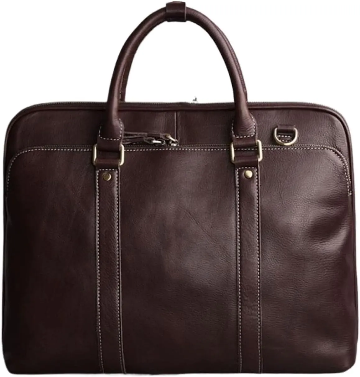 Mens Business Briefcases Handbags Laptop Bags Genuine Leather Luggage Messenger Shoulder Bags(Brown)