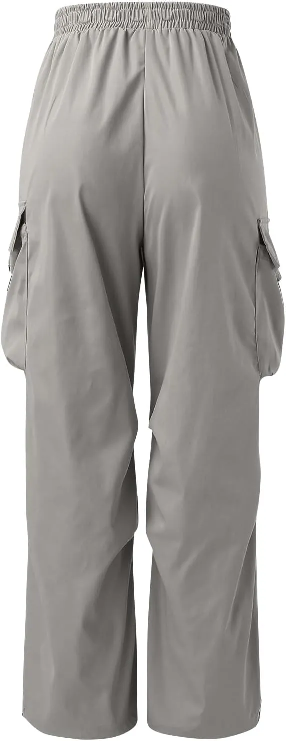 Men's Cargo Pants Loose Fit Casual Joggers Drawstring Elastic Waist Track Pants Multi Pockets