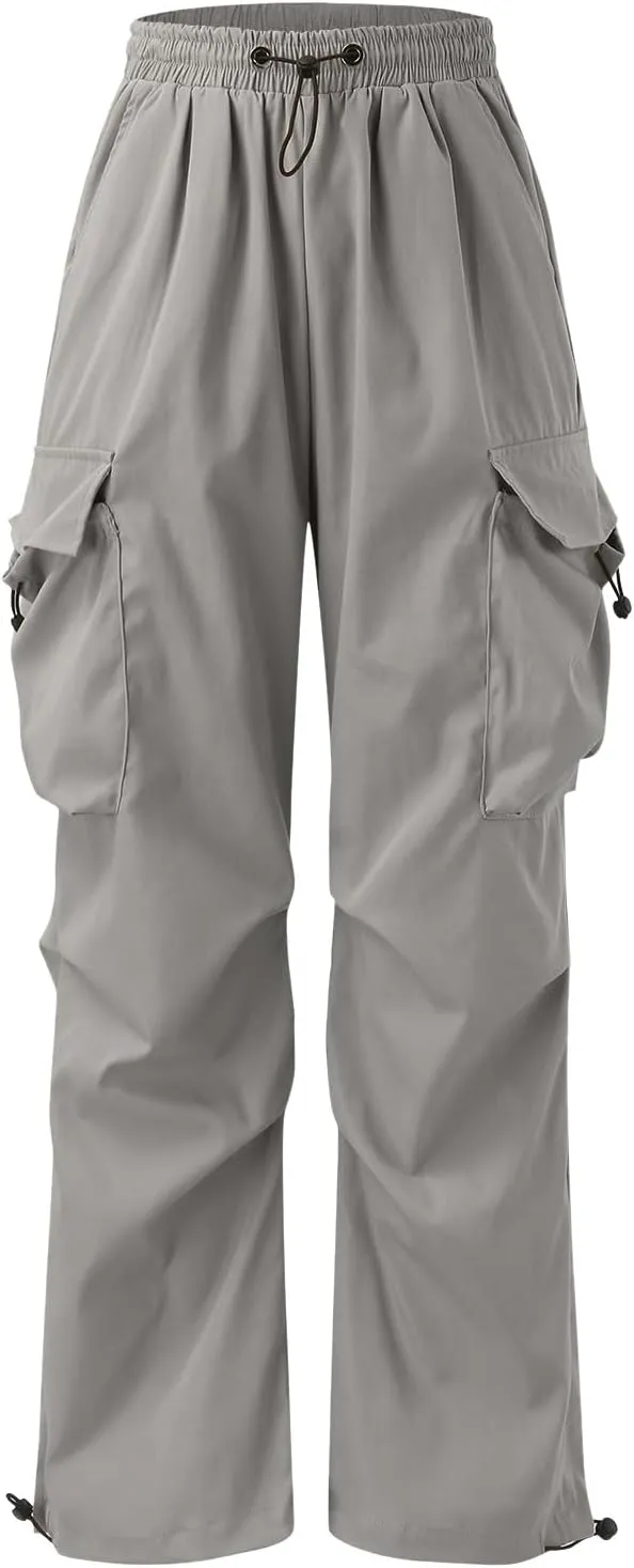 Men's Cargo Pants Loose Fit Casual Joggers Drawstring Elastic Waist Track Pants Multi Pockets