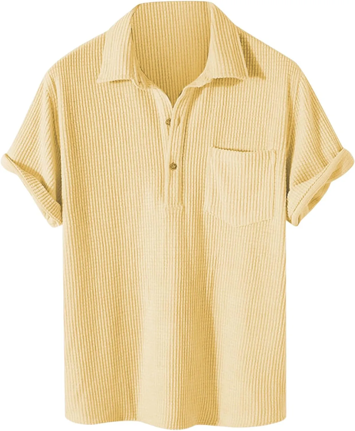Mens Casual Button-Down Shirts, Short Sleeve Striped Dress Shirts with Button Down Tops
