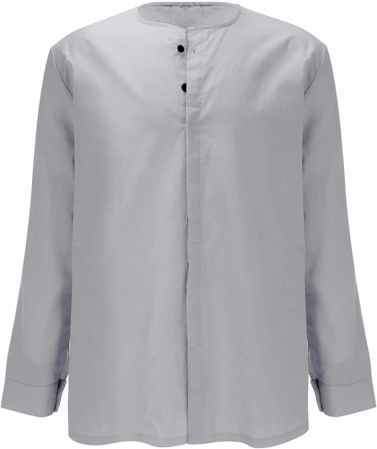 Mens Casual Cotton Linen Shirt Boatneck Long Sleeve Regular Fit Cozy Shirts Combat Active Button Down Beach Trend Top