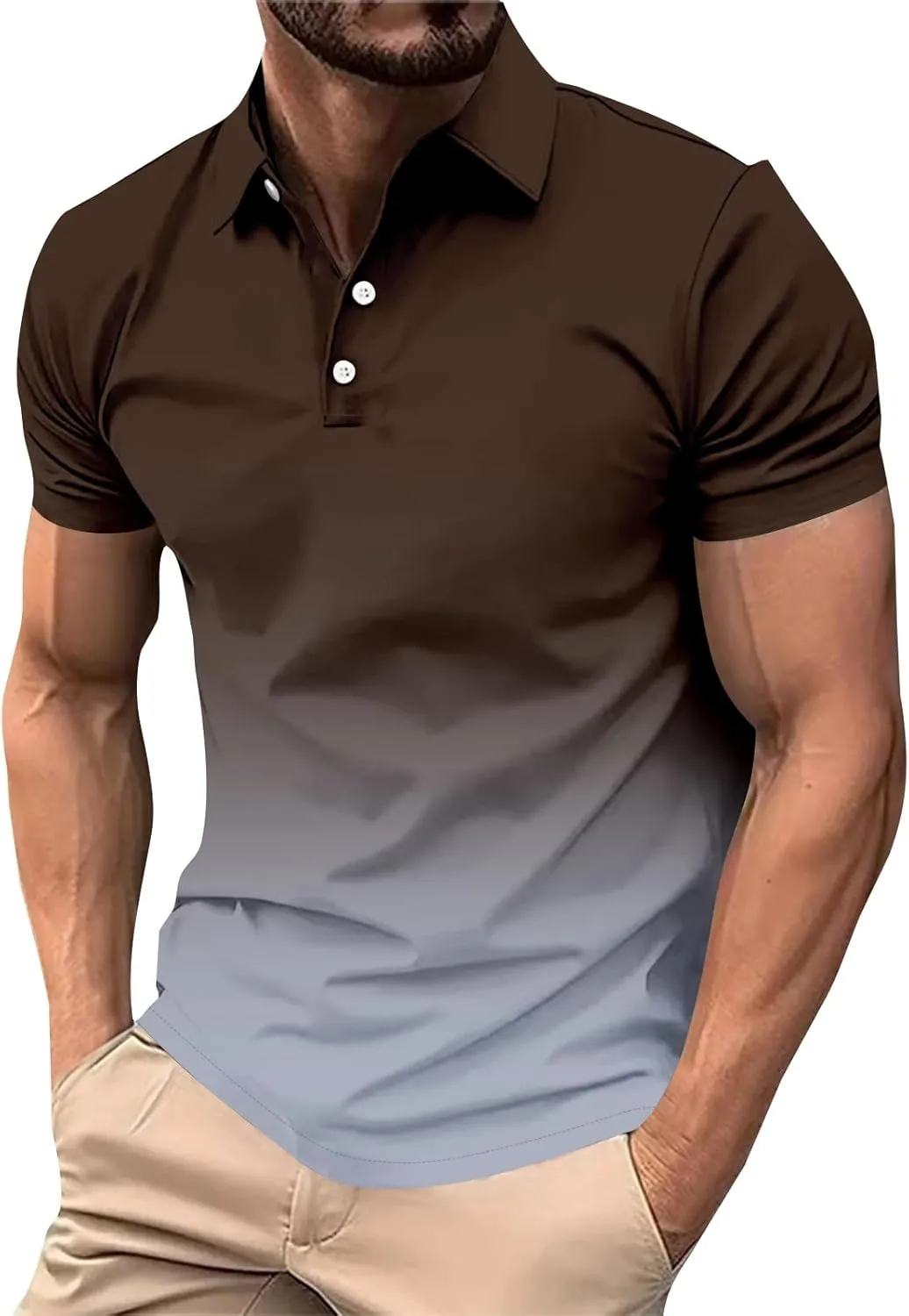 Men's Casual Golf Polo Shirts Crewneck Dry Fit Button-Down Lightweight Work Summer Shirts