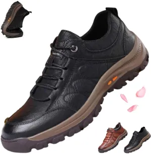 Men's Casual Leather Handmade Non-Slip Arch Support Loafers, Hillde Mens Shoes Comfortable Work Hiking Shoe, Mens Slip on Shoes Sneakers