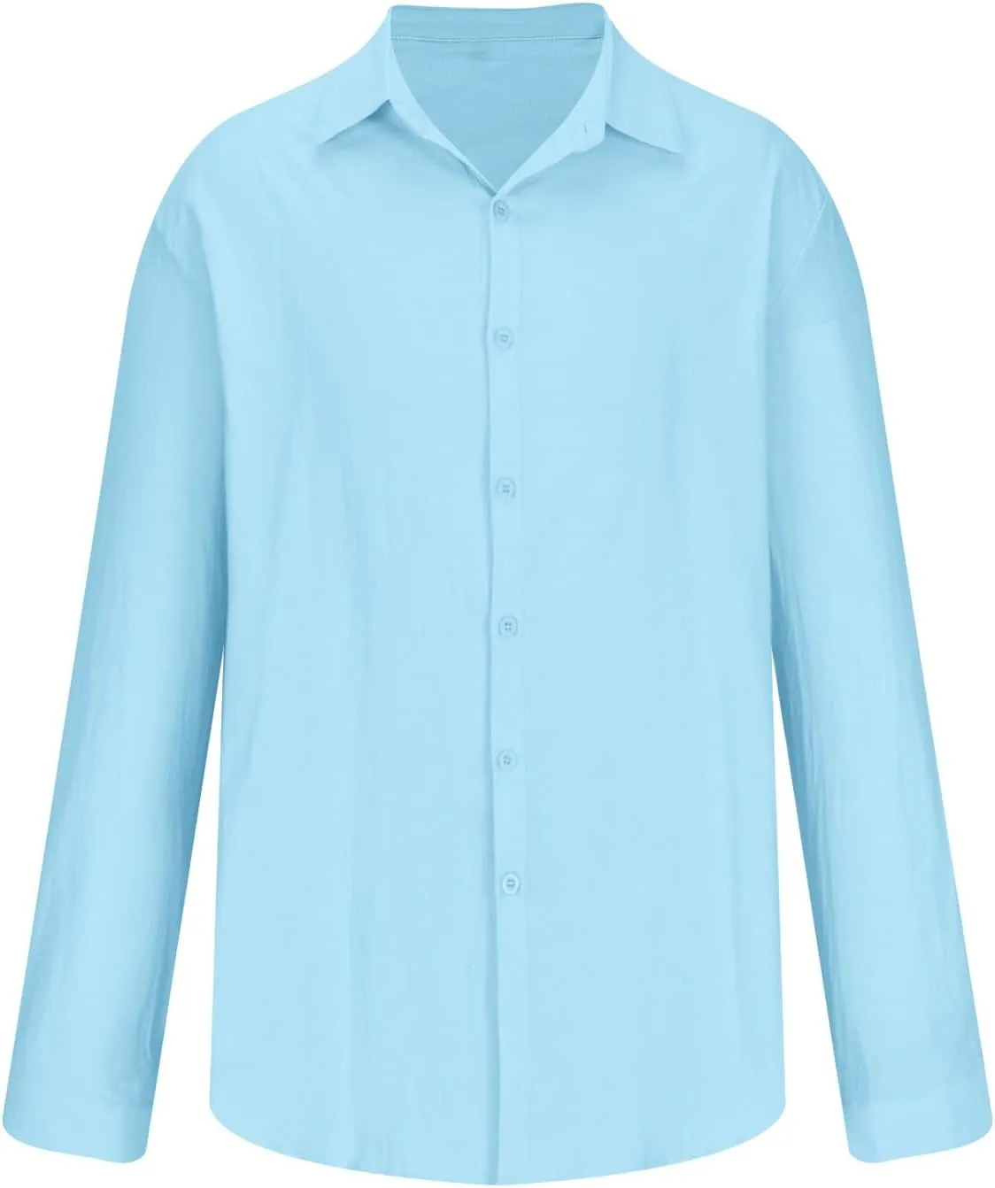 Mens Casual Long Sleeve Cotton Linen Shirts Summer Yoga Tops Regular Fit Plain Holiday Beach Party Button Down Shirts