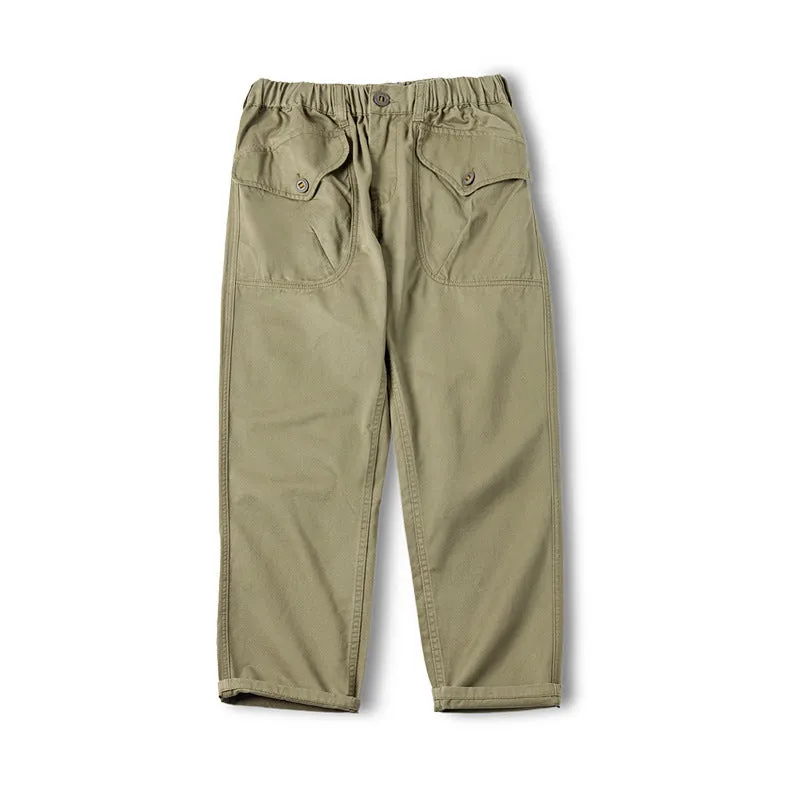 Men's Casual Trousers Japanese Retro Straight Cargo Baggy Pants