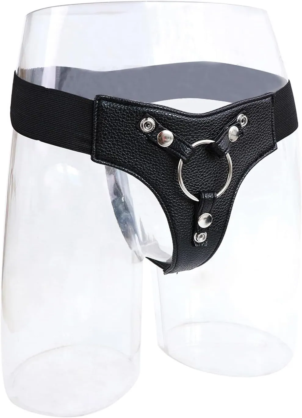 Men's Faux Leather Metal O-rings G-String Thong Brief Underwear