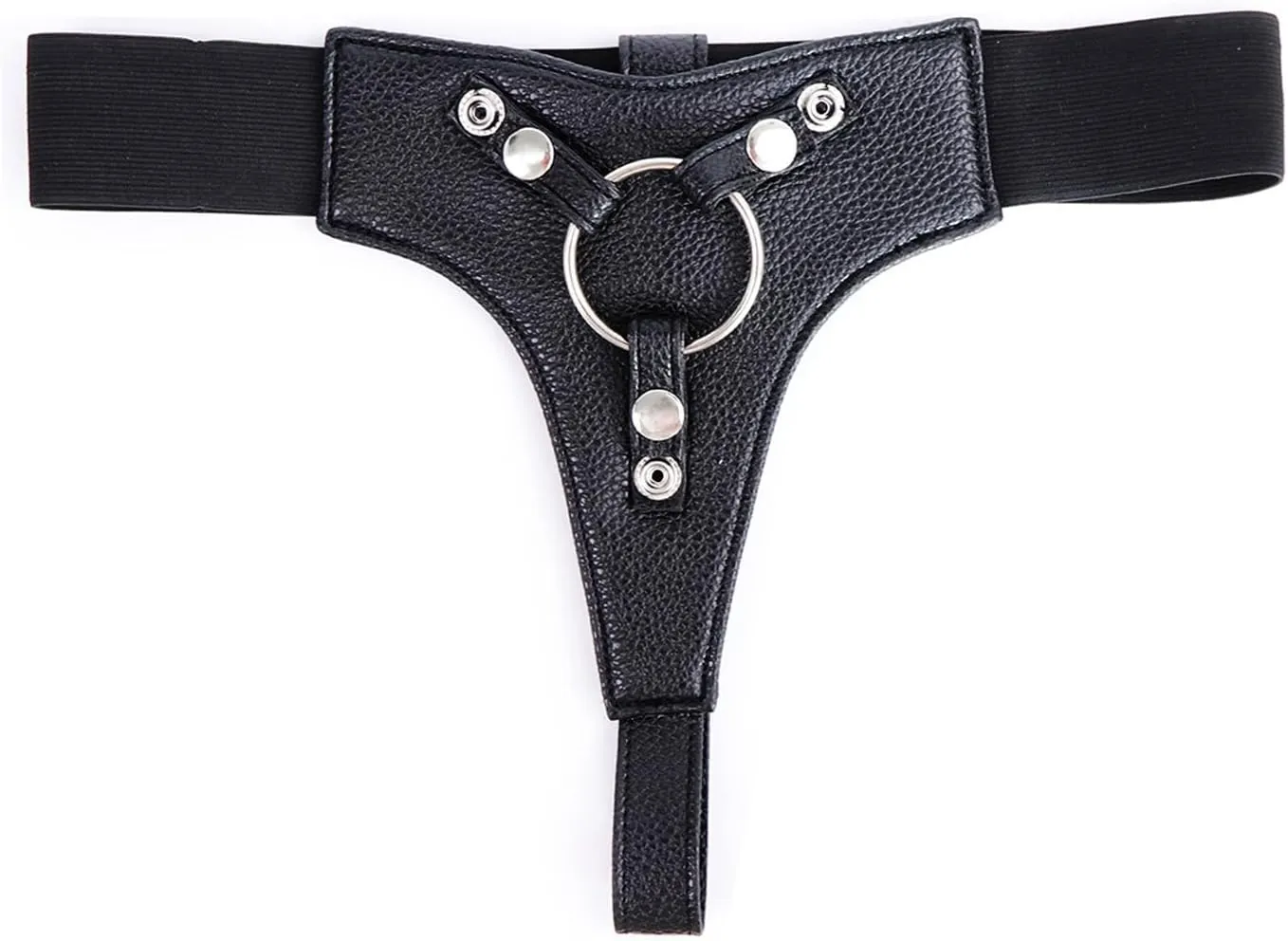 Men's Faux Leather Metal O-rings G-String Thong Brief Underwear