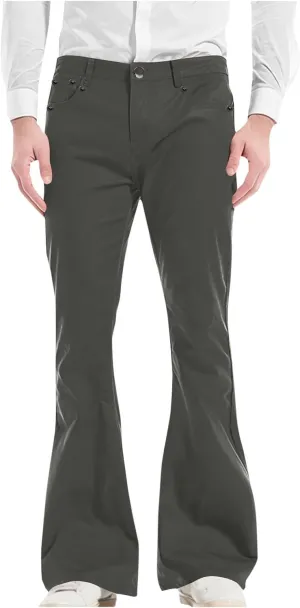 Men's Flared Pants Vintage Streetwear Performance Pants Button Down Zipper Party Pants Baggy Relaxed Trousers
