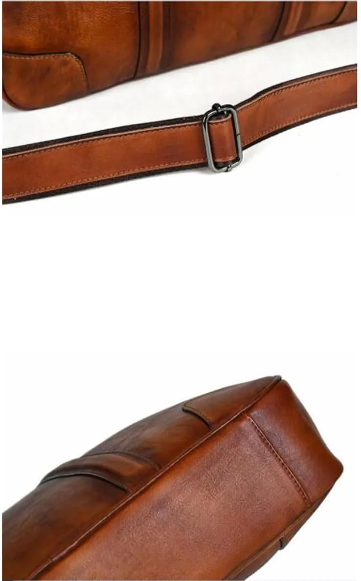 Mens Handbags Laptop Bags Genuine Leather Messenger Shoulder Bags Briefcases Computer Bags(Brown)