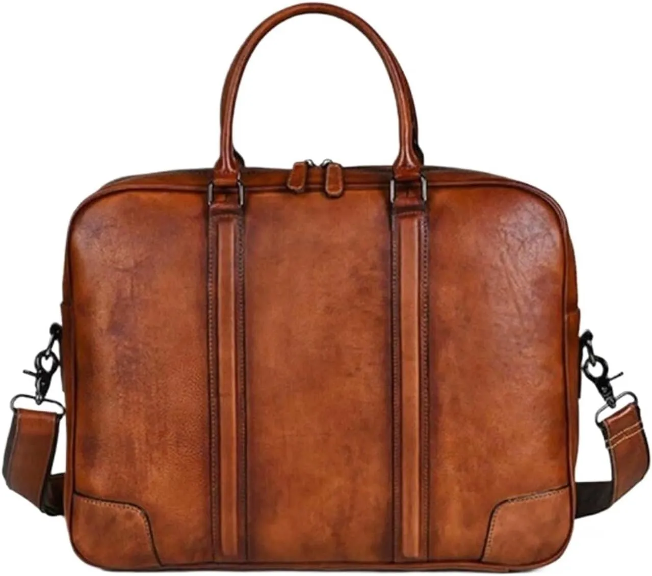 Mens Handbags Laptop Bags Genuine Leather Messenger Shoulder Bags Briefcases Computer Bags(Brown)