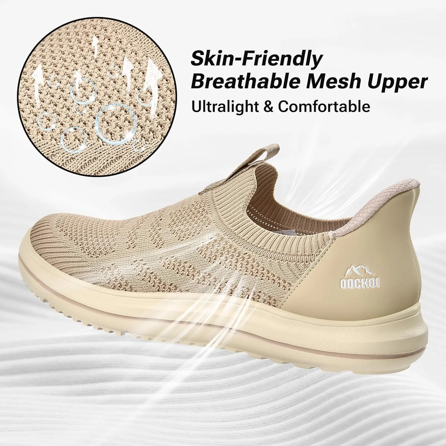 Mens Hands Free Slip On Walking Shoes Lightweight Athletic Non Slip Sneakers Comfortable Breathable Knit Slip in Casual Shoes
