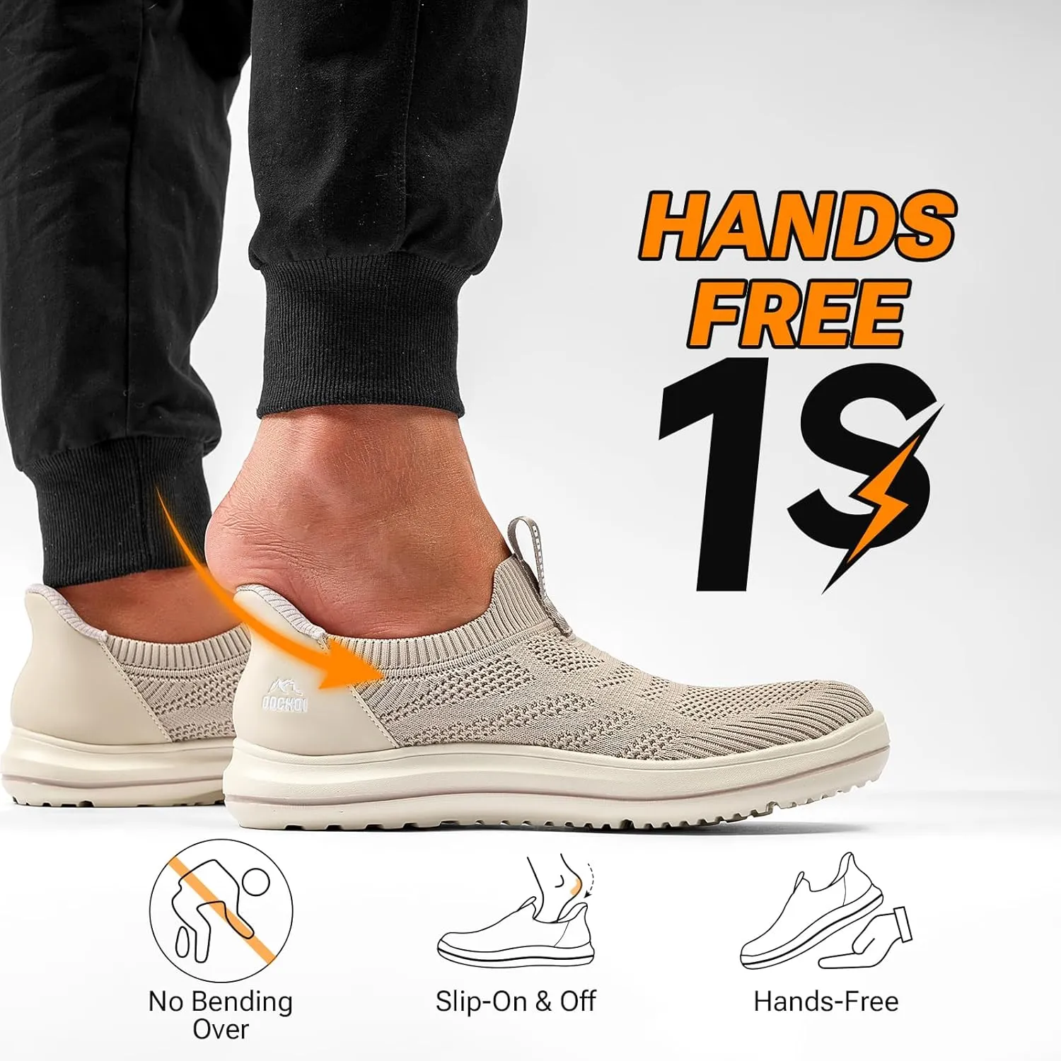 Mens Hands Free Slip On Walking Shoes Lightweight Athletic Non Slip Sneakers Comfortable Breathable Knit Slip in Casual Shoes
