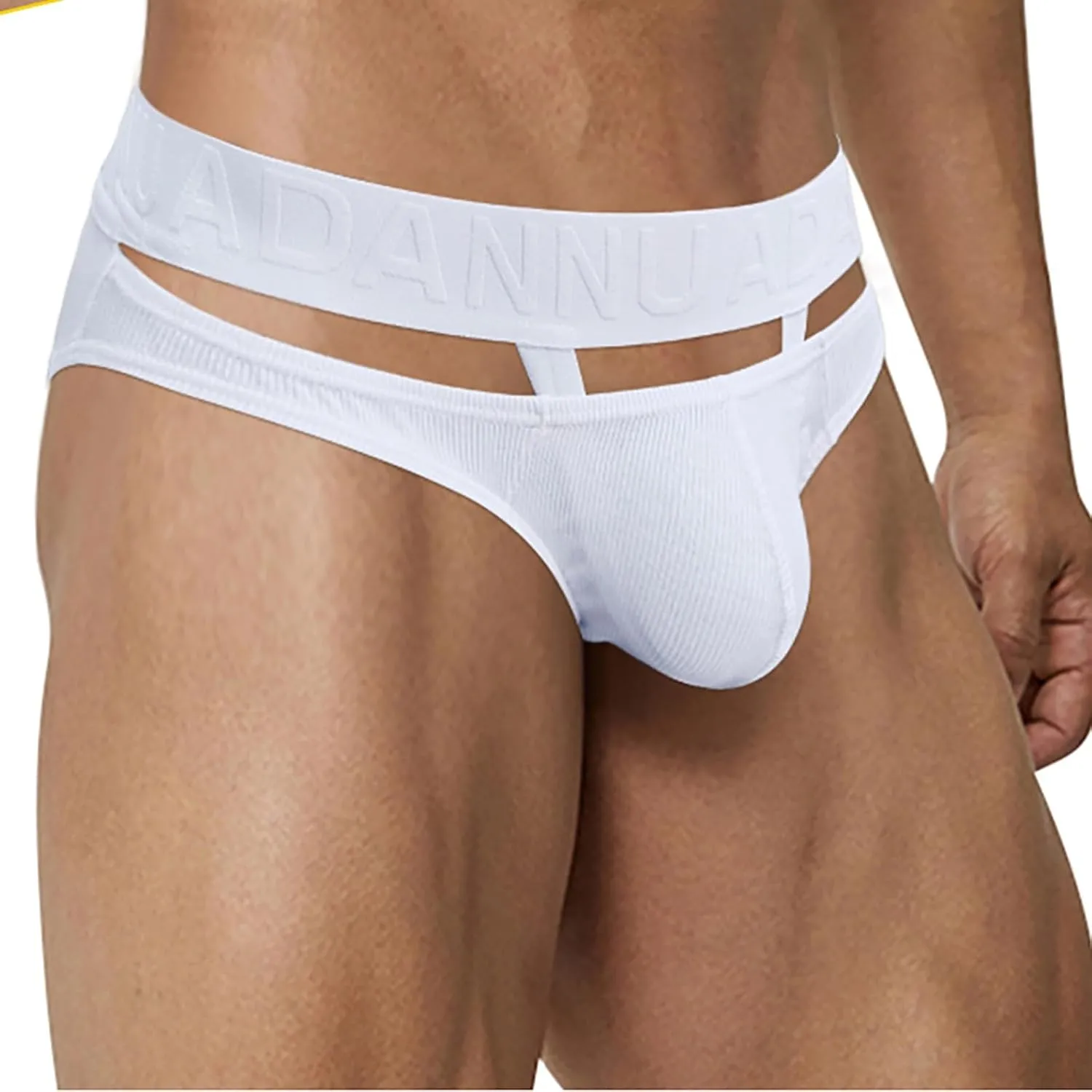 Men's Hollowed Out Rings Briefs Sports Low Waist Raised Hips Threaded Briefs. Mens Soft Underwear