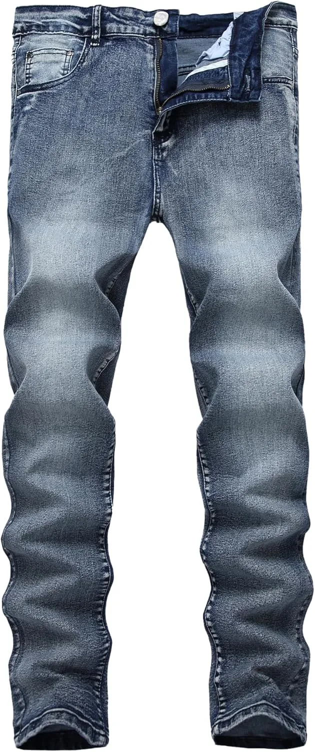 Men's Jeans Skinny Slim Fit Stretch Jeans for Men Denim Washed Pants