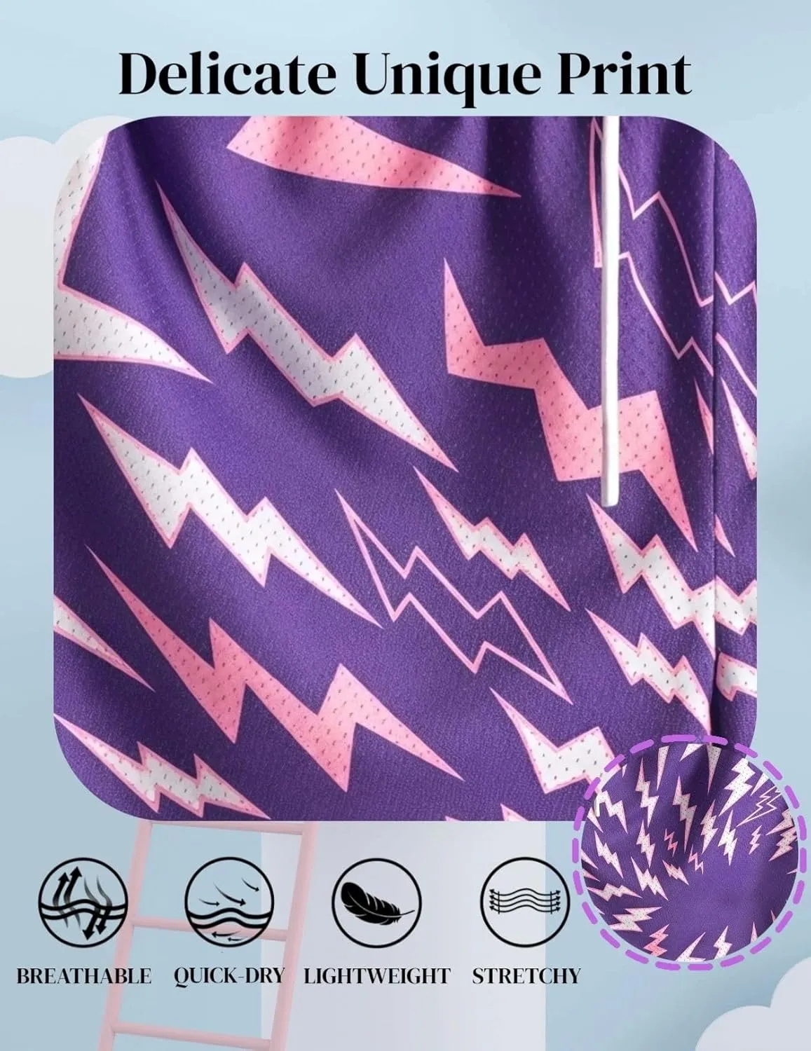 Mens Lightning Bolt Gym Shorts - Quick-Dry Breathable Athletic Shorts for Basketball,Running, Workouts Summer Streetwear