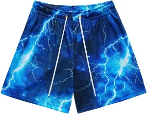 Mens Lightning Bolt Gym Shorts - Quick-Dry Breathable Athletic Shorts for Basketball,Running, Workouts Summer Streetwear