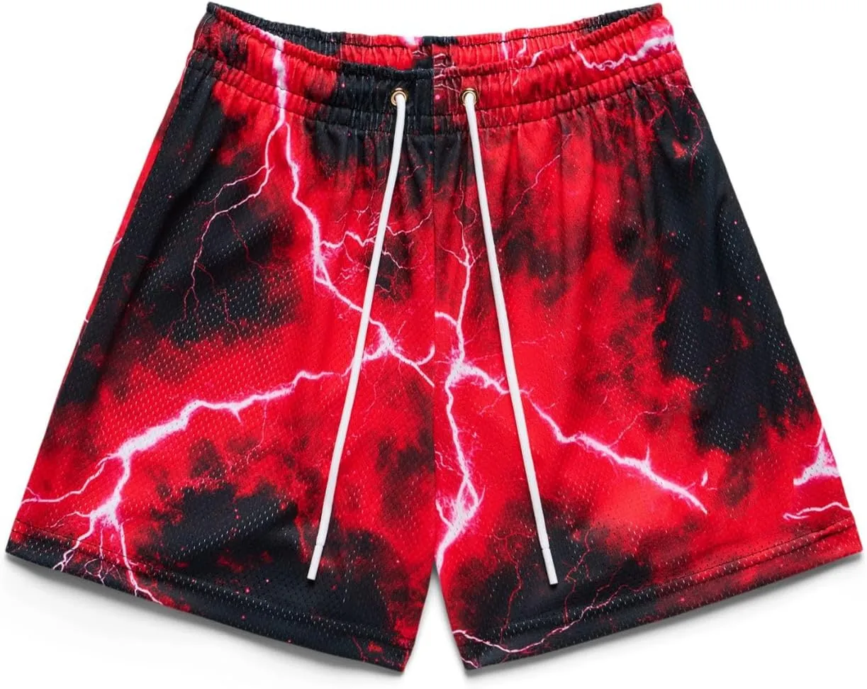 Mens Lightning Bolt Gym Shorts - Quick-Dry Breathable Athletic Shorts for Basketball,Running, Workouts Summer Streetwear