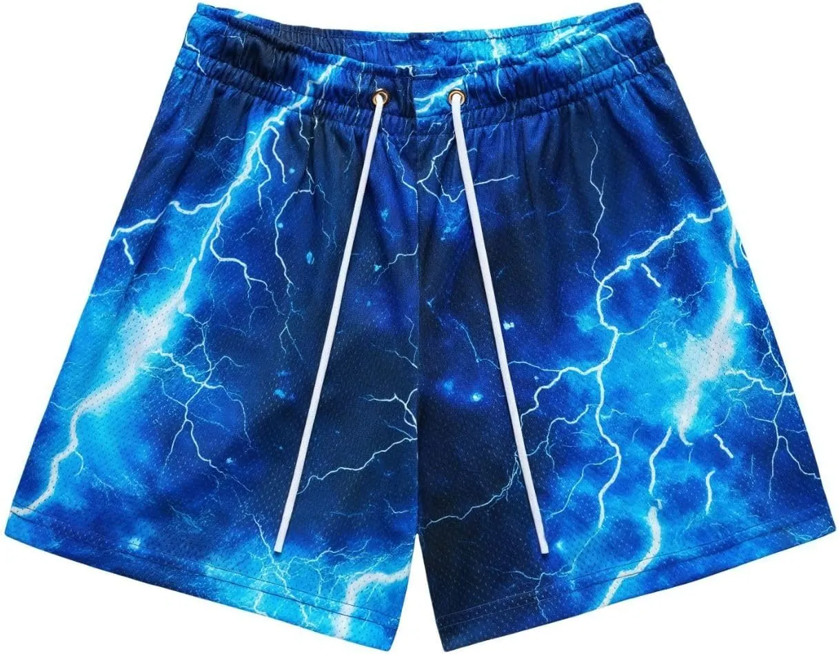 Mens Lightning Bolt Gym Shorts - Quick-Dry Breathable Athletic Shorts for Basketball,Running, Workouts Summer Streetwear