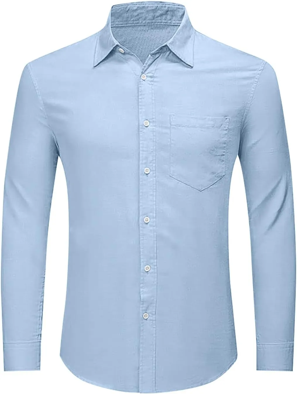 Men's Linen Shirts Button Down Collar Long Sleeve Dress Shirt Tropical Summer Casual Hawaiian Beach Untucked Tops