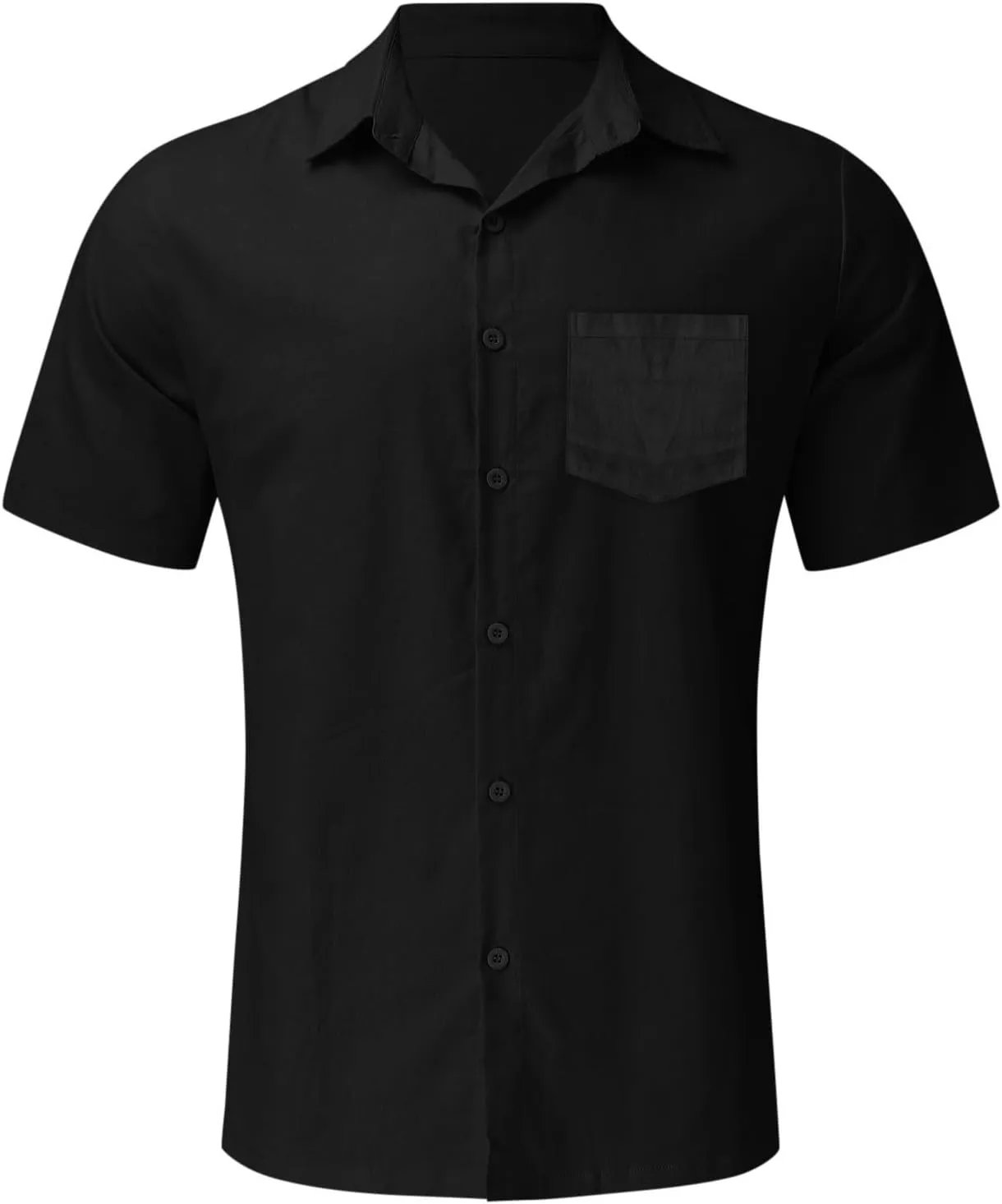 Mens Linen Shirts Short Sleeve Button Down Casual T-Shirt Fashion Beach Vacation Collared Solid Going Out Tee Tops