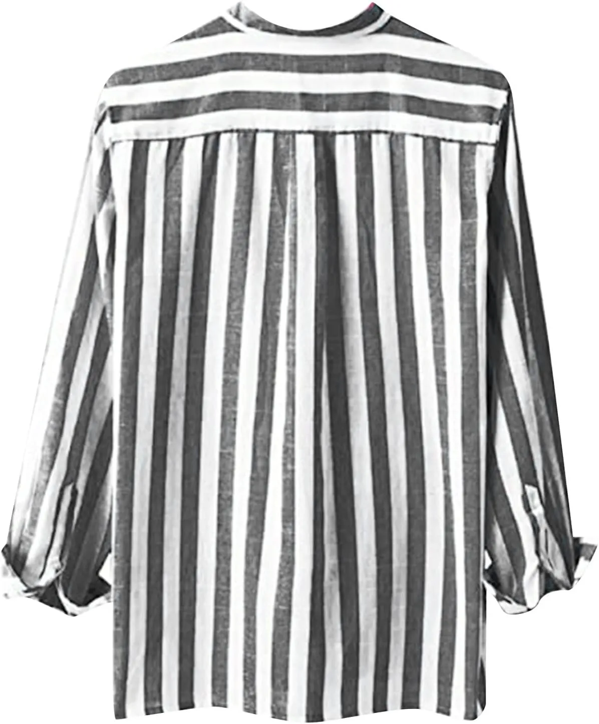 Mens Linen Shirts Striped Short/Long Sleeve Button Down Relaxed Fit Lightweight Spring Summer Casual Dressy T Shirt