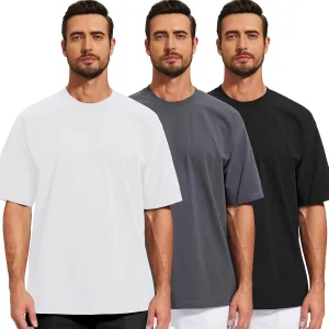 Men's Oversized T-Shirts Cotton Tee Heavyweight Unisex Short Sleeve Crew Neck Loose Fit Basic Tops