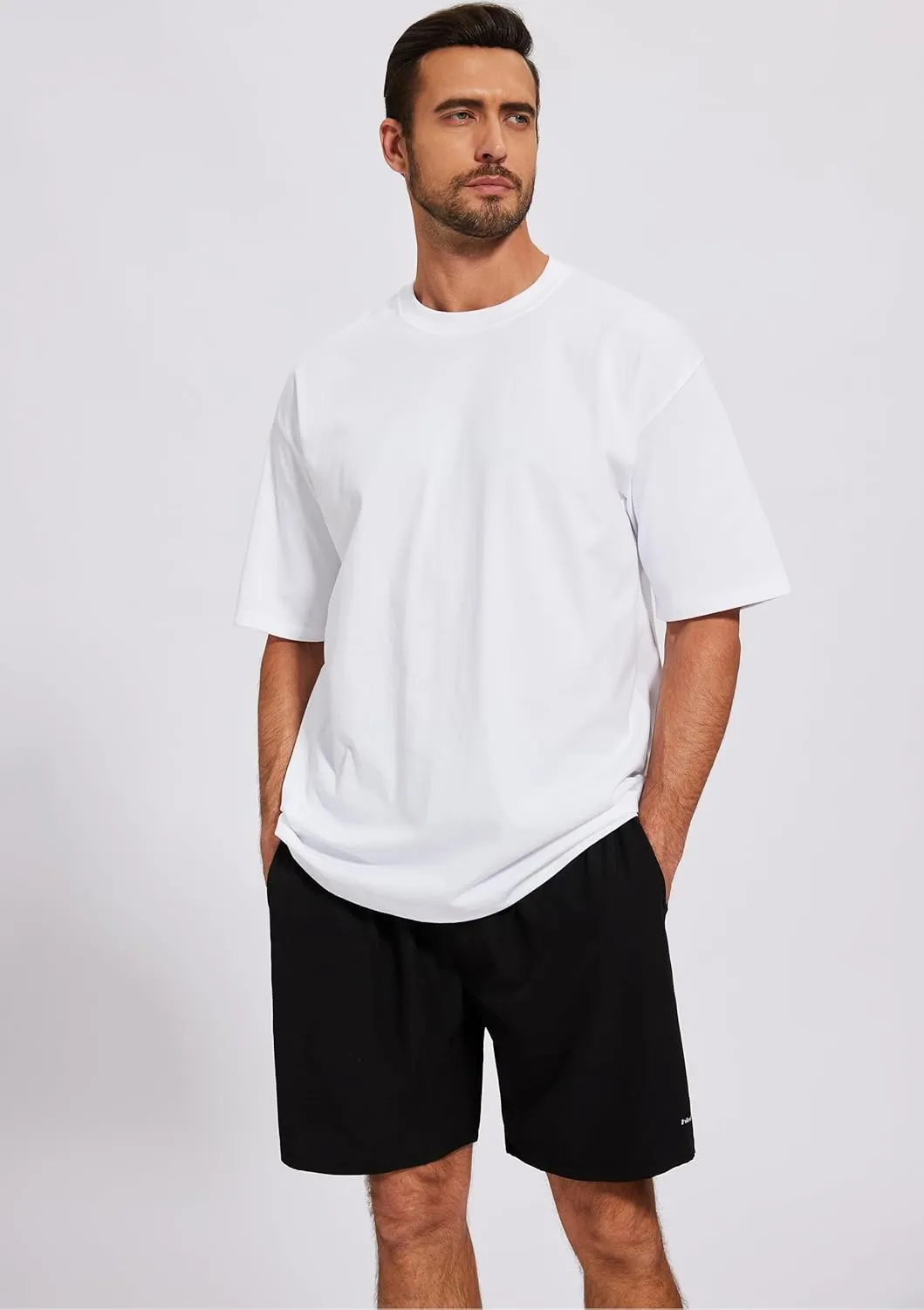 Men's Oversized T-Shirts Cotton Tee Heavyweight Unisex Short Sleeve Crew Neck Loose Fit Basic Tops