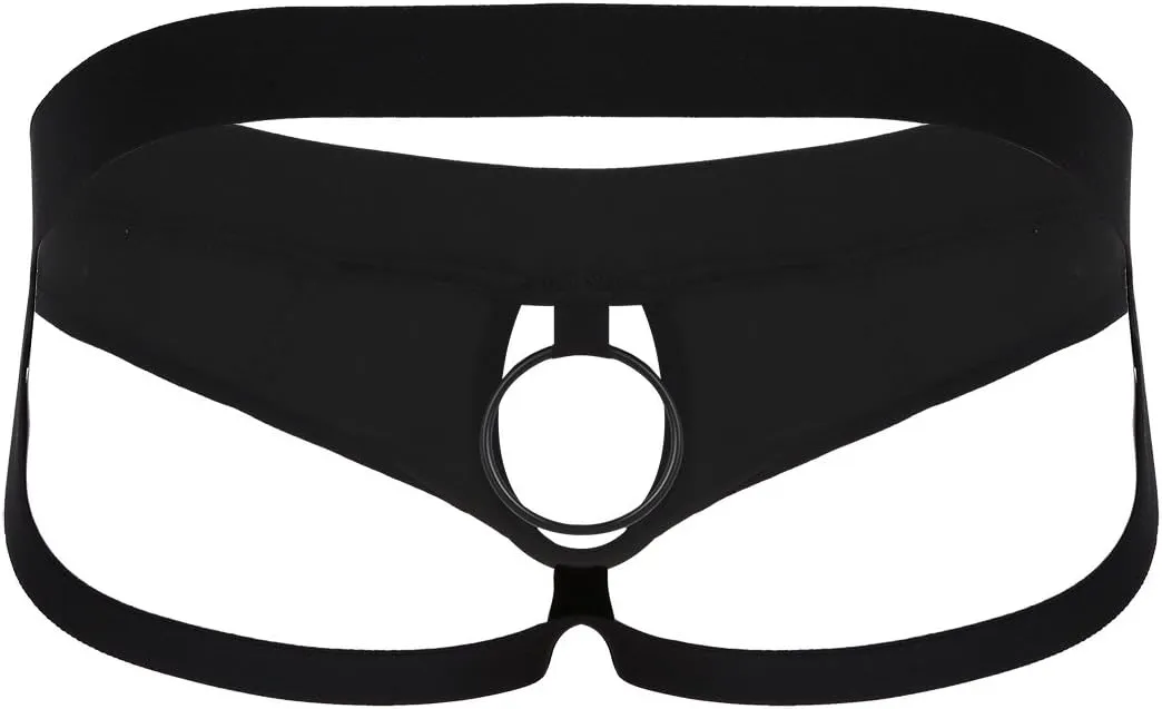 Mens Patent Leather Jock Strap Enhancer Open Front Hole Underwear Bikini Briefs Thongs Lingerie
