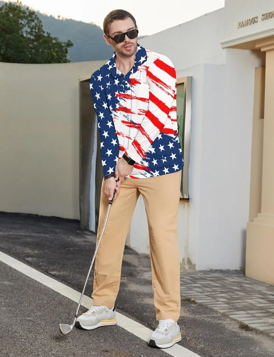 Men's Polo Shirts Long Sleeve Golf Shirts Performance Polos Moisture Wicking Collared Golf Polo Shirts