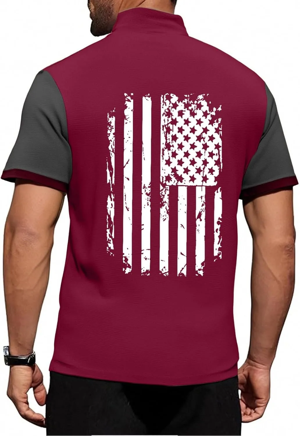 Men's Short Sleeve Golf Shirt Breathable & Casual American Flag Graphic Short Sleeve 2025