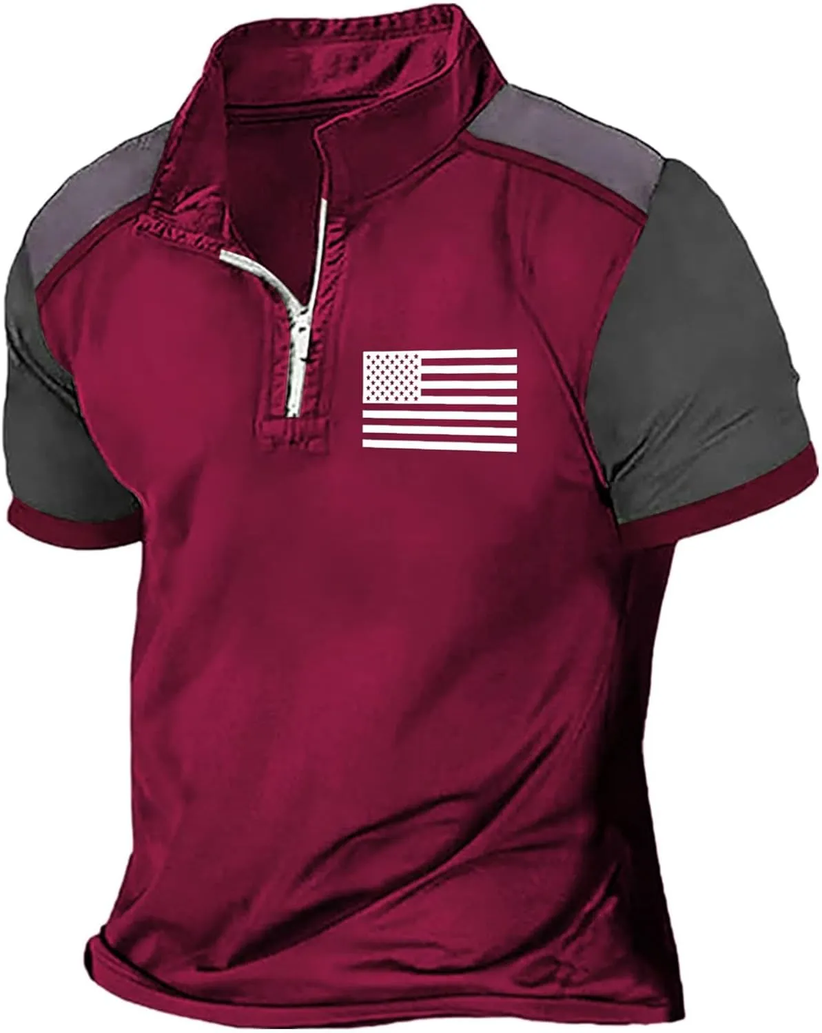 Men's Short Sleeve Golf Shirt Breathable & Casual American Flag Graphic Short Sleeve 2025