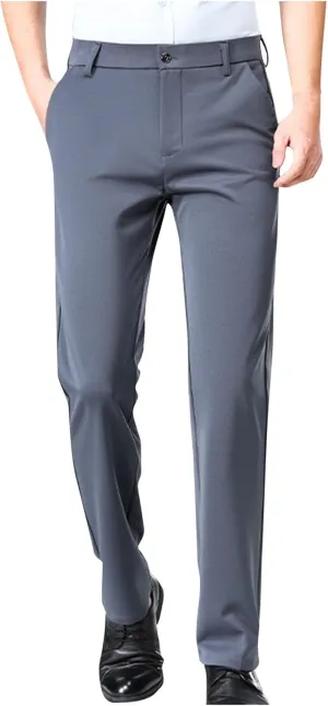 Mens Suit Pants Solid Color Straight Lightweight Dress Pants Cinch Bottom Botton Down Business Trousers Slim Fit Pants