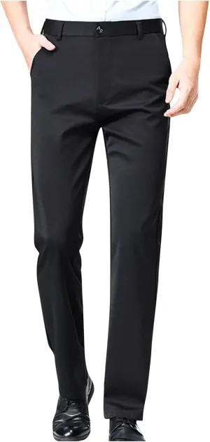 Mens Suit Pants Solid Color Straight Lightweight Dress Pants Cinch Bottom Botton Down Business Trousers Slim Fit Pants