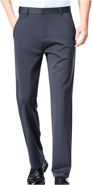 Mens Suit Pants Solid Color Straight Lightweight Dress Pants Cinch Bottom Botton Down Business Trousers Slim Fit Pants
