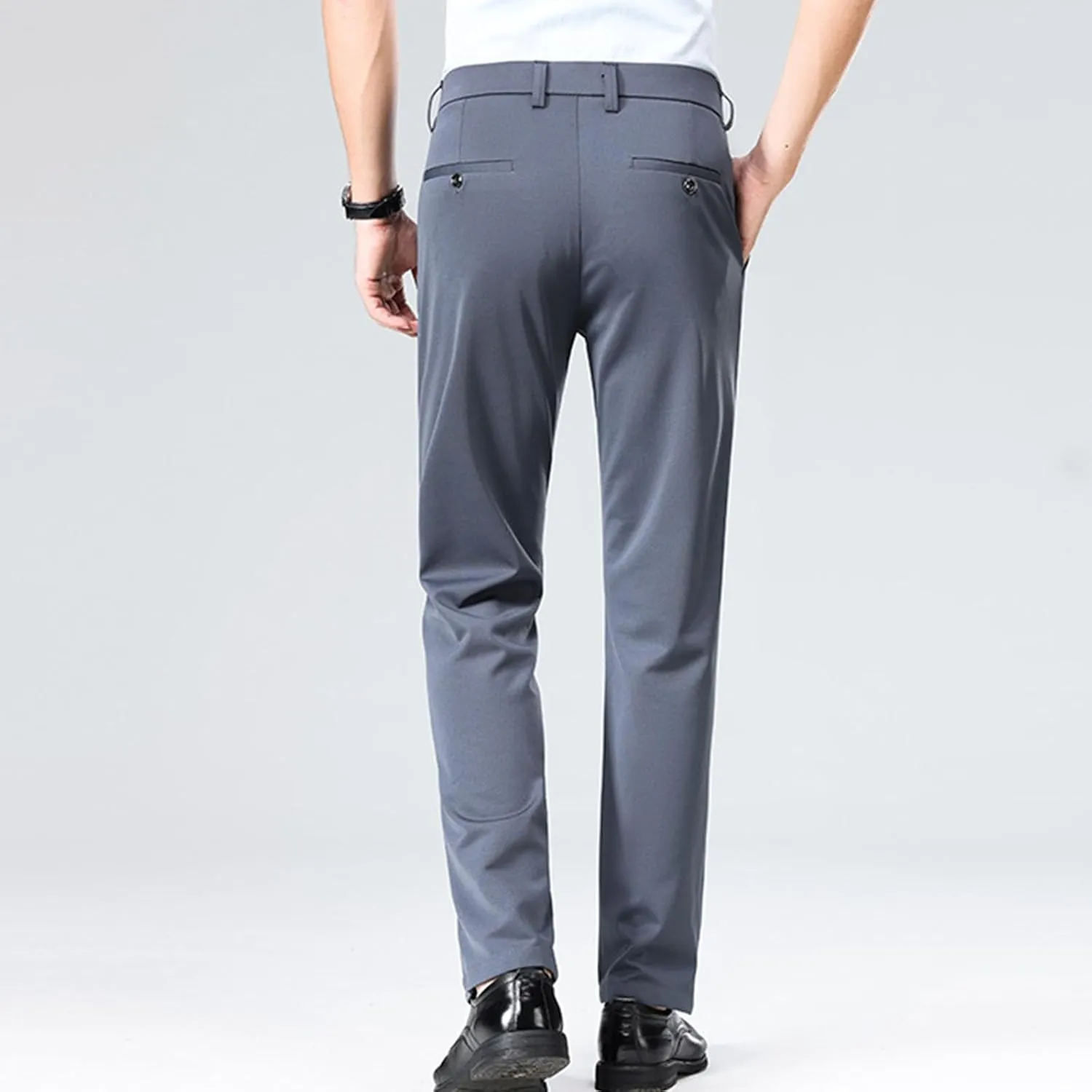 Mens Suit Pants Solid Color Straight Lightweight Dress Pants Cinch Bottom Botton Down Business Trousers Slim Fit Pants